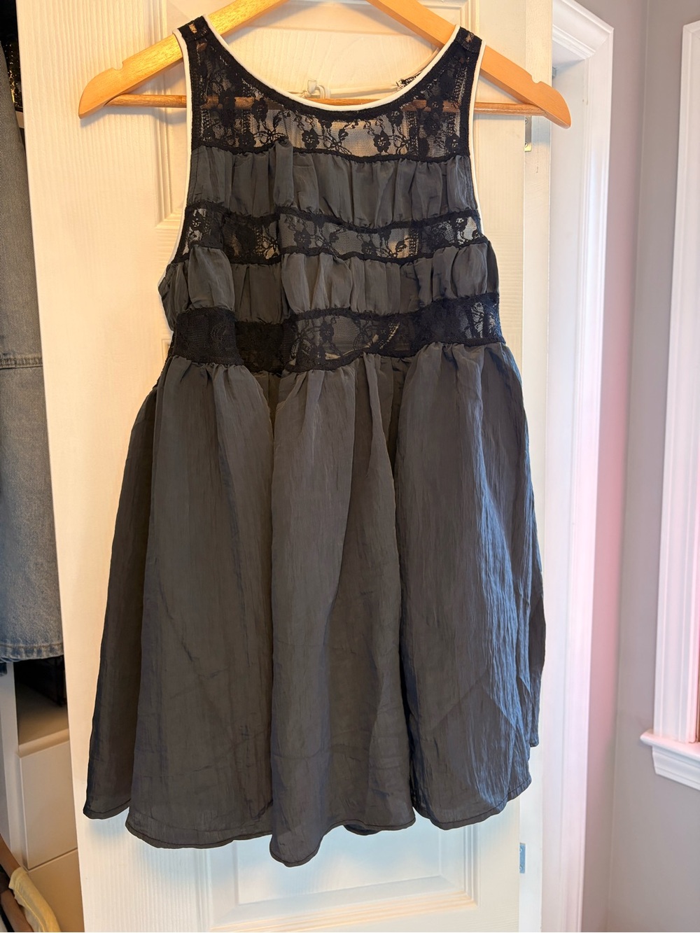 Free People Intimately Black Lace-Trim Tank Slip